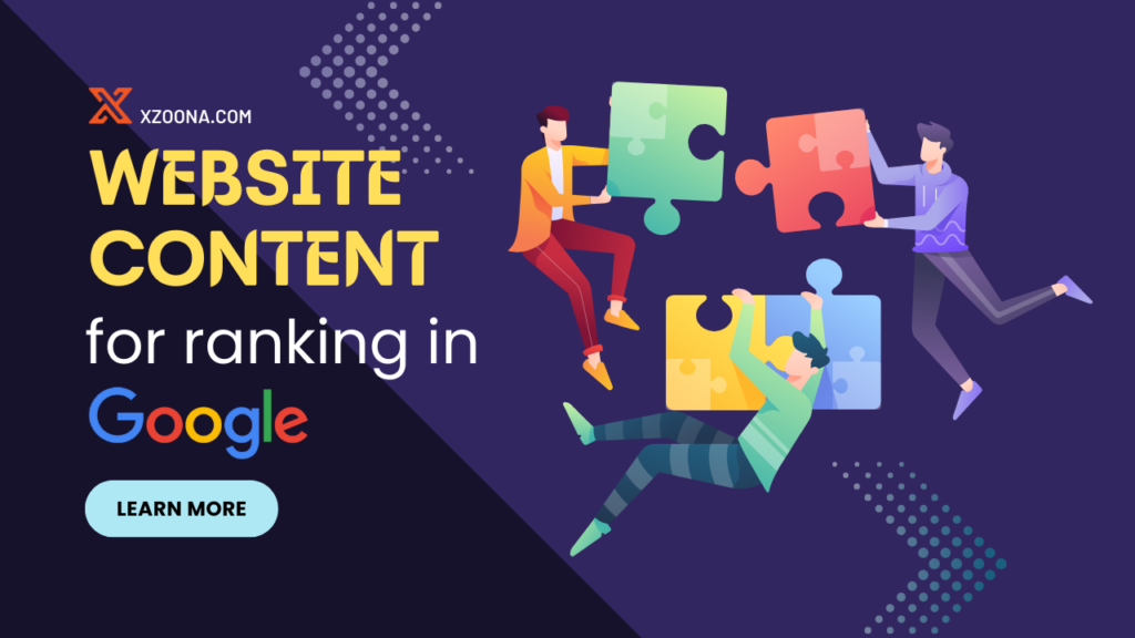 Website content for ranking in Google